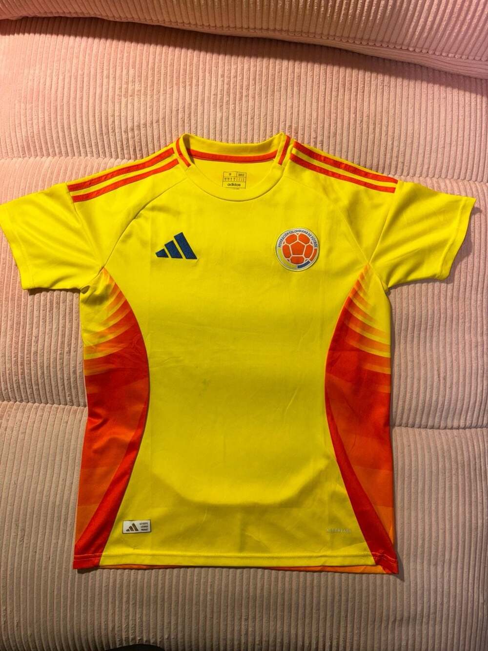 Adidas Colombia National Team 2024 Home Soccer Jersey Yellow Red Size S